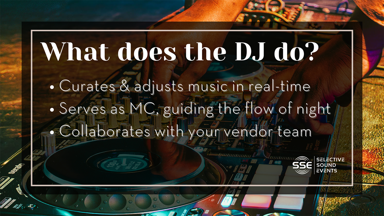 Graphic asking "what does a DJ do?"