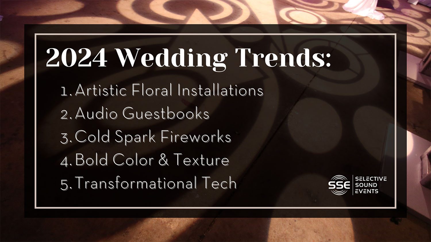graphic listing the top 2024 wedding trends